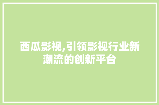 西瓜影视,引领影视行业新潮流的创新平台 编程语言