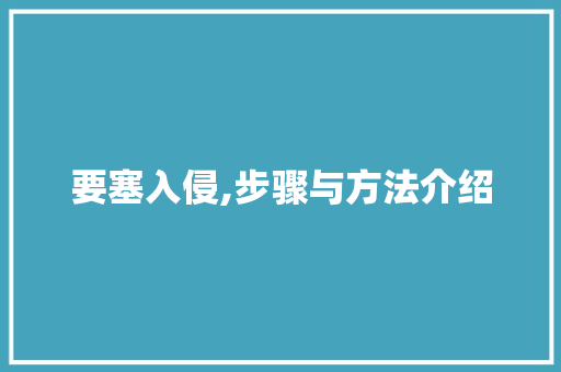 要塞入侵,步骤与方法介绍 操作系统