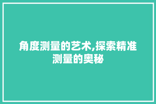 角度测量的艺术,探索精准测量的奥秘 电脑基础
