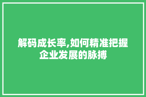 解码成长率,如何精准把握企业发展的脉搏 操作系统