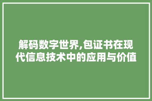 解码数字世界,包证书在现代信息技术中的应用与价值