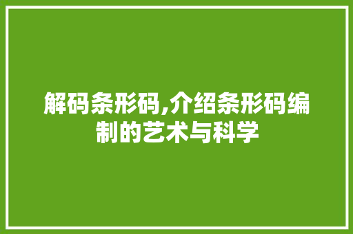 解码条形码,介绍条形码编制的艺术与科学