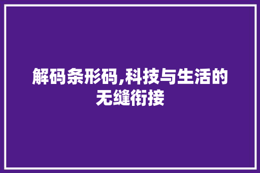 解码条形码,科技与生活的无缝衔接 操作系统