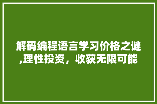 解码编程语言学习价格之谜,理性投资，收获无限可能 电脑基础