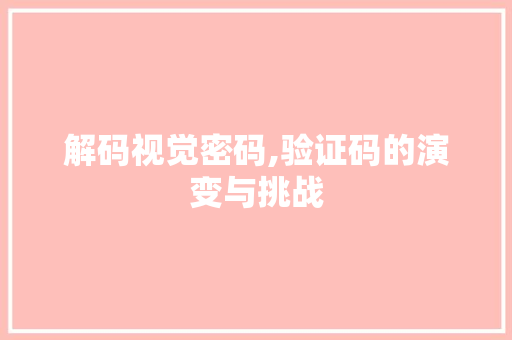 解码视觉密码,验证码的演变与挑战 电脑配置