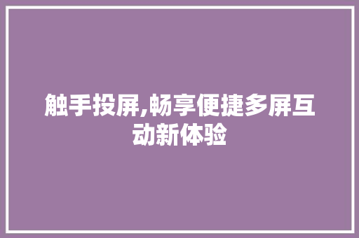 触手投屏,畅享便捷多屏互动新体验 网络技术