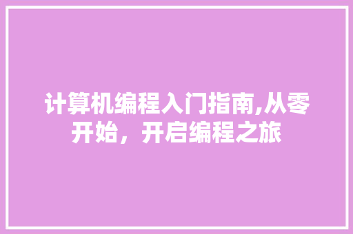计算机编程入门指南,从零开始,开启编程之旅 计算机编程入门指南,从零开始,开启编程之旅