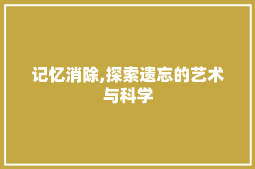 记忆消除,探索遗忘的艺术与科学
