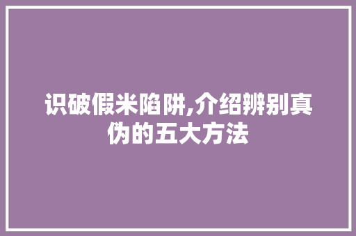识破假米陷阱,介绍辨别真伪的五大方法 编程语言
