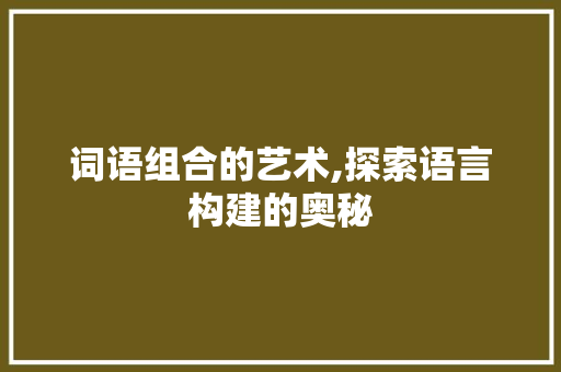 词语组合的艺术,探索语言构建的奥秘 电脑基础
