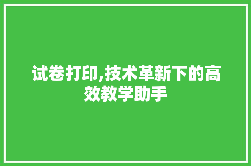 试卷打印,技术革新下的高效教学助手 电脑基础 试卷打印,技术革新下的高效教学助手 电脑基础