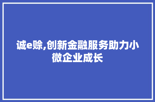 诚e赊,创新金融服务助力小微企业成长 电脑故障维修