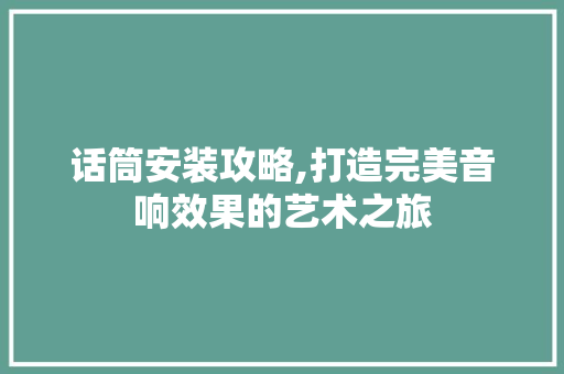 话筒安装攻略,打造完美音响效果的艺术之旅 操作系统