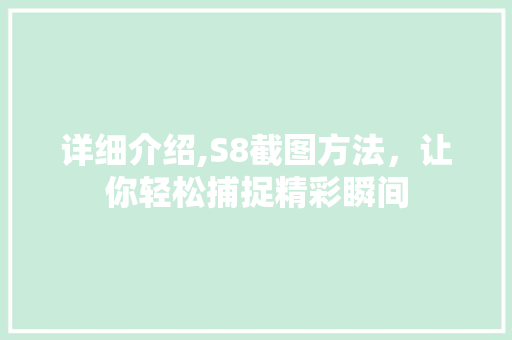 详细介绍,S8截图方法，让你轻松捕捉精彩瞬间 电脑基础