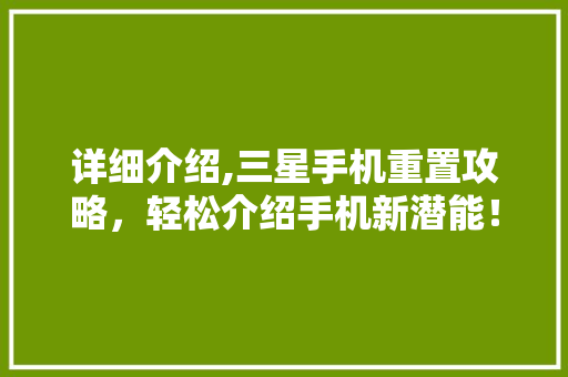 详细介绍,三星手机重置攻略，轻松介绍手机新潜能！ 电脑基础