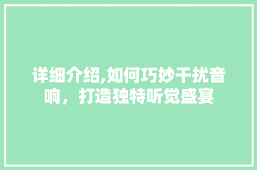 详细介绍,如何巧妙干扰音响，打造独特听觉盛宴 操作系统