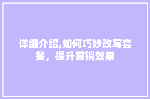 详细介绍,如何巧妙改写套餐，提升营销效果 编程语言