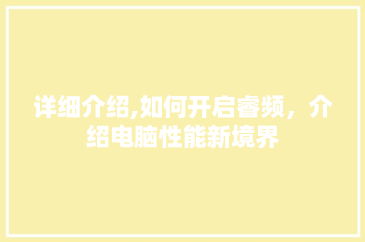 详细介绍,如何开启睿频，介绍电脑性能新境界 编程语言