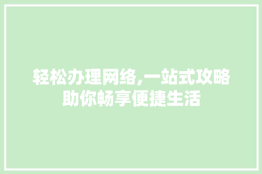 轻松办理网络,一站式攻略助你畅享便捷生活 编程语言 轻松办理网络,一站式攻略助你畅享便捷生活 编程语言