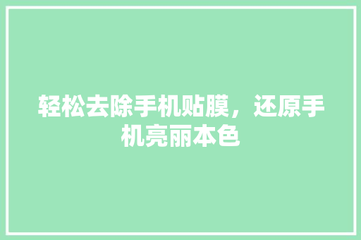 轻松去除手机贴膜，还原手机亮丽本色 操作系统
