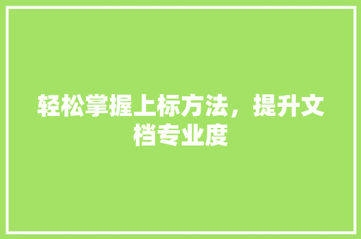 轻松掌握上标方法,提升文档专业度 操作系统 轻松掌握上标方法,提升文档专业度 操作系统