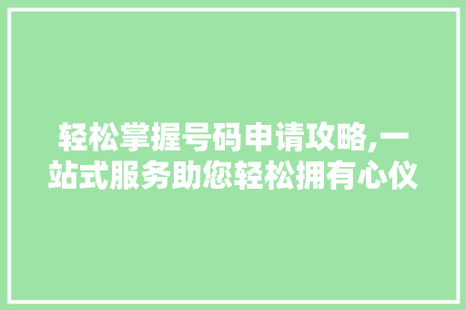 轻松掌握号码申请攻略,一站式服务助您轻松拥有心仪号码