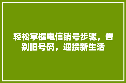 轻松掌握电信销号步骤，告别旧号码，迎接新生活