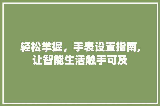 轻松掌握,手表设置指南,让智能生活触手可及 轻松掌握,手表设置指南,让智能生活触手可及