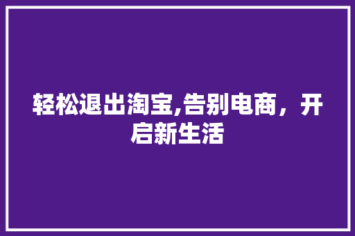 轻松退出淘宝,告别电商，开启新生活 电脑基础