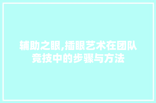 辅助之眼,插眼艺术在团队竞技中的步骤与方法