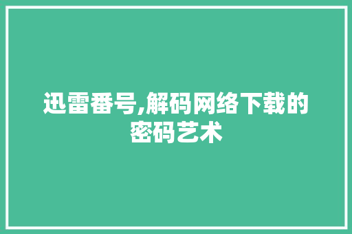 迅雷番号,解码网络下载的密码艺术