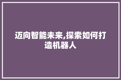 迈向智能未来,探索如何打造机器人