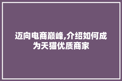 迈向电商巅峰,介绍如何成为天猫优质商家