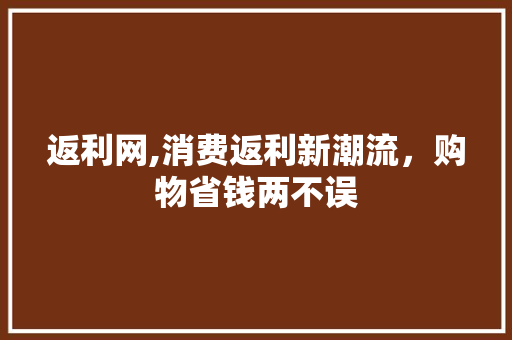 返利网,消费返利新潮流,购物省钱两不误 编程语言 返利网,消费返利新潮流,购物省钱两不误 编程语言