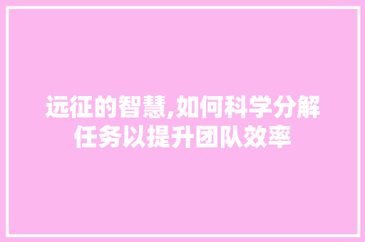 远征的智慧,如何科学分解任务以提升团队效率 电脑基础