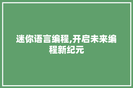 迷你语言编程,开启未来编程新纪元