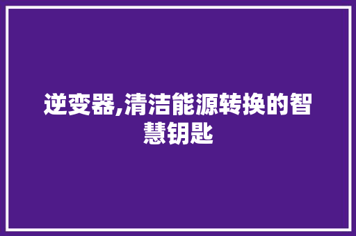 逆变器,清洁能源转换的智慧钥匙