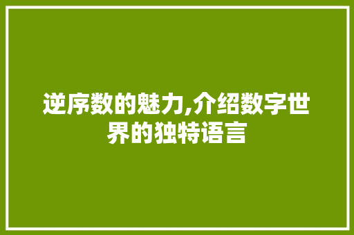逆序数的魅力,介绍数字世界的独特语言
