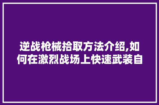 逆战枪械拾取方法介绍,如何在激烈战场上快速武装自己 电脑配置