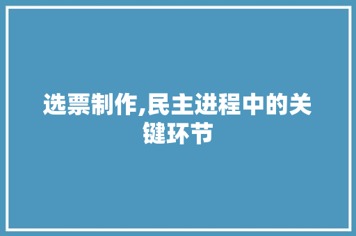 选票制作,民主进程中的关键环节