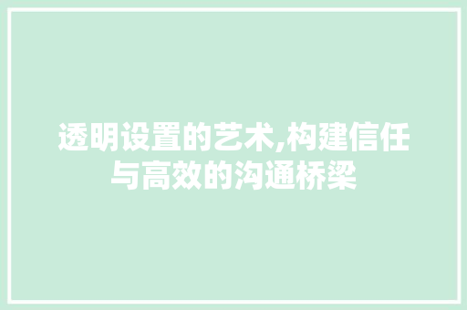 透明设置的艺术,构建信任与高效的沟通桥梁