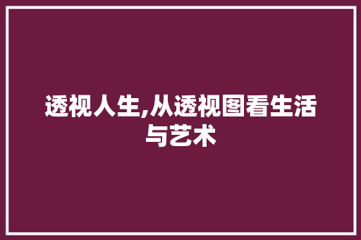 透视人生,从透视图看生活与艺术