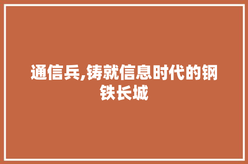 通信兵,铸就信息时代的钢铁长城