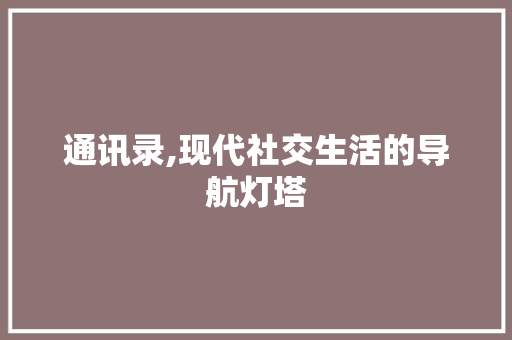 通讯录,现代社交生活的导航灯塔 电脑故障维修