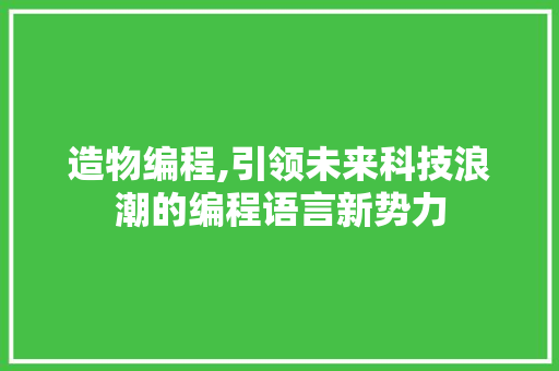 造物编程,引领未来科技浪潮的编程语言新势力