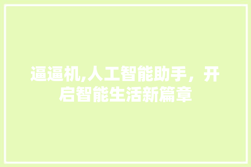 逼逼机,人工智能助手，开启智能生活新篇章 网络技术