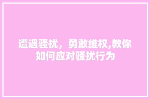 遭遇骚扰，勇敢维权,教你如何应对骚扰行为