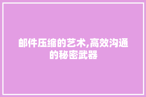 邮件压缩的艺术,高效沟通的秘密武器