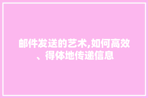 邮件发送的艺术,如何高效、得体地传递信息