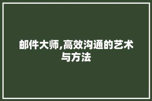 邮件大师,高效沟通的艺术与方法